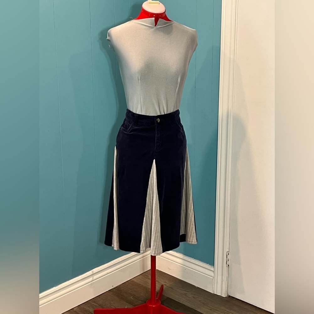 Upcycled - Joe Fresh Navy Corduroy A-Line Skirt